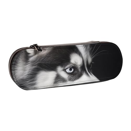 WPUTY Hartschalen-Federmäppchen aus PU-Leder, japanische hübsche Koi-Fisch-Drucke, Stiftebox, wasserdicht, Stift-Organizer für Schule, Reisen, Kosmetik und Geschenke, Husky-Hund, Einheitsgröße von WPUTY