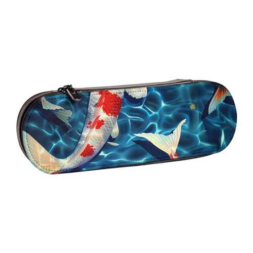 WPUTY Hartschalen-Federmäppchen aus PU-Leder, magische E-Gitarre, Musikdrucke, Stiftebox, wasserdicht, Stift-Organizer für Schule, Reisen, Kosmetik und Geschenke, Japanischer Fisch, Einheitsgröße von WPUTY