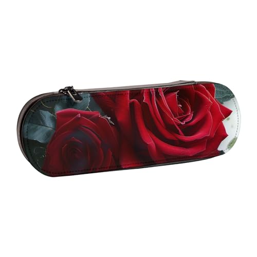 WPUTY Hartschalen-Federmäppchen aus PU-Leder, mit Schlangenleder-Aufdruck, wasserdicht, Stift-Organizer für Schule, Reisen, Kosmetik und Geschenke, Gotische Rosenkunst, Einheitsgröße, Schulranzen von WPUTY