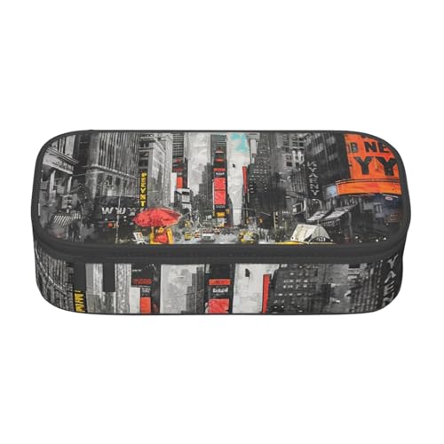 WPUTY Love from New York Federmäppchen, bedruckt, großes Fassungsvermögen, Stifteetui, Schreibwarenbox, Make-up-Tasche für Büro, Reisen, Schule, Schwarz , Einheitsgröße, Schulranzen von WPUTY