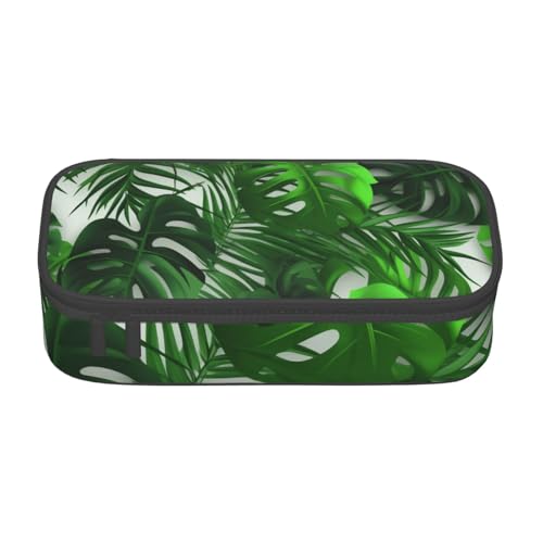 WPUTY Monstera Federmäppchen mit Bananenpalmenblättern, großes Fassungsvermögen, Stifteetui, Schreibwarenbox, Make-up-Tasche für Büro, Reisen, Schule, Schwarz , Einheitsgröße, Schulranzen von WPUTY