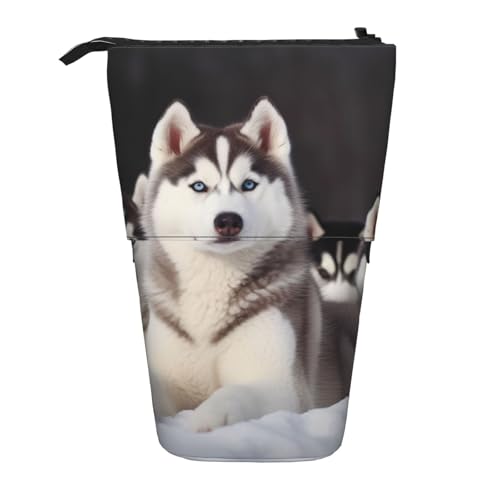 WPUTY Petoskey Federmäppchen mit Steindruck, Stehender Teleskop-Stifthalter für Kosmetiktasche, Make-up, Bürotasche, Schöne Husky., Einheitsgröße, Schulranzen von WPUTY