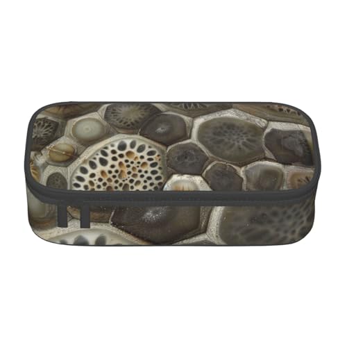 WPUTY Petoskey Federmäppchen mit Steindruck, großes Fassungsvermögen, Stifteetui, Schreibwarenbox, Make-up-Tasche für Büro, Reisen, Schule, Schwarz , Einheitsgröße, Schulranzen von WPUTY