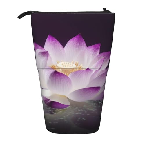 WPUTY Schönes Federmäppchen mit Schmetterlingsmotiv, ausziehbar, für Kosmetik, Make-up, Bürotasche, Wunderschöner Lotusblumenfluß, Einheitsgröße, Schulranzen von WPUTY