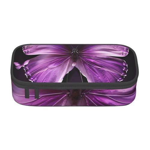 WPUTY Schönes Federmäppchen mit Schmetterlingsmotiv, großes Fassungsvermögen, Stifteetui, Schreibwaren-Box, Make-up-Tasche für Büro, Reisen, Schule, Schwarz , Einheitsgröße, Schulranzen von WPUTY