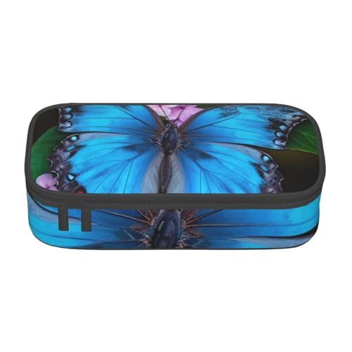WPUTY Schönes Federmäppchen mit Schmetterlingsmotiv, großes Fassungsvermögen, Stifteetui, Schreibwarenbox, Make-up-Tasche für Büro, Reisen, Schule, Schwarz , Einheitsgröße, Schulranzen von WPUTY
