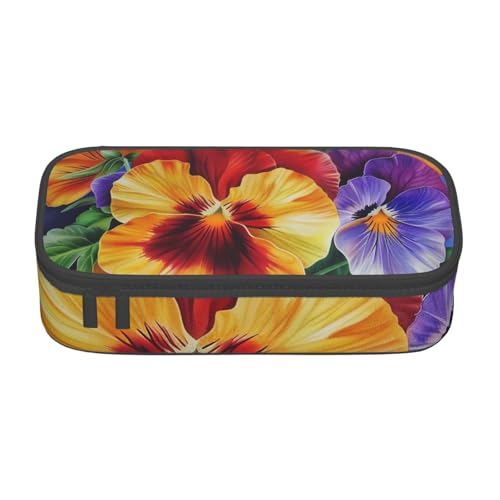 WPUTY Stiefmütterchen Perfektion bedrucktes Federmäppchen, großes Fassungsvermögen, Stifteetui, Schreibwarenbox, Make-up-Tasche für Büro, Reisen, Schule, Schwarz , Einheitsgröße, Schulranzen von WPUTY