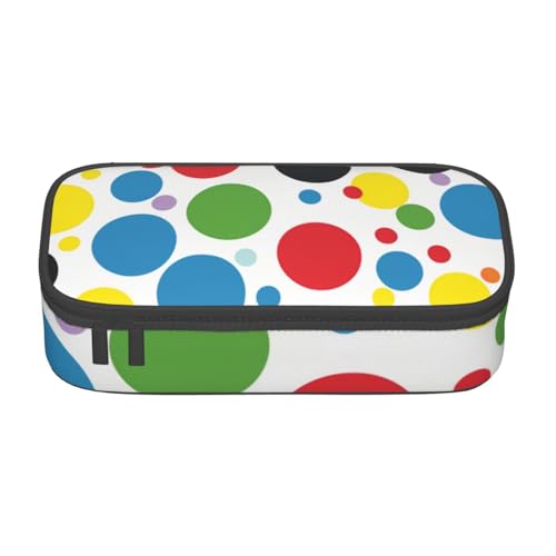 WPUTY Twister Federmäppchen mit Punktemuster, großes Fassungsvermögen, Stifteetui, Schreibwaren-Box, Make-up-Tasche für Büro, Reisen, Schule, Schwarz , Einheitsgröße, Schulranzen von WPUTY