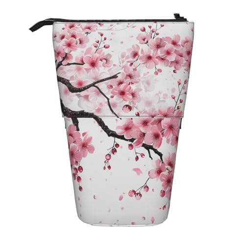 Walrus Art bedrucktes Federmäppchen, stehend, Teleskop-Stiftehalter für Kosmetik, Make-up, Bürotasche, Verlockende Kirschblüten-Kunst, Einheitsgröße, Schulranzen von WPUTY
