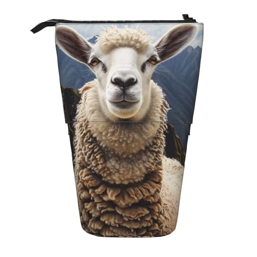 Walrus Art bedrucktes Federmäppchen, stehend, Teleskop-Stiftehalter für Kosmetik, Make-up, Bürotasche, schaf, Einheitsgröße, Schulranzen von WPUTY