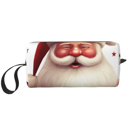 Weihnachten Santa Claus Printed Makeup Tasche mit Griff, Leichter tragbarer Kosmetik-Organizer für Reisen, Fitnessstudio & den täglichen Gebrauch - Geschenk für Frauen Mädchen, weiß, Einheitsgröße von WPUTY