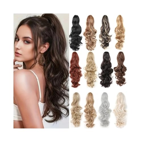 Fake Hair Pferdeschwanz-Verlängerungen mit Klauenclip, synthetische, dicke Haarteile, 18/24 Zoll, langer, lockiger, gewellter Pferdeschwanz for Frauen Ponytail(2-30,18inches) von WQQYU6HKF