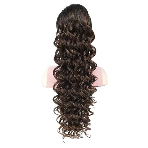 Fake Hair Synthetische Pferdeschwanzverlängerung mit Kordelzug for Frauen, 24 Zoll lang, gewellt, lockig, for Anklipsen, Haarverlängerungen for den täglichen Gebrauch Ponytail(OP427) von WQQYU6HKF