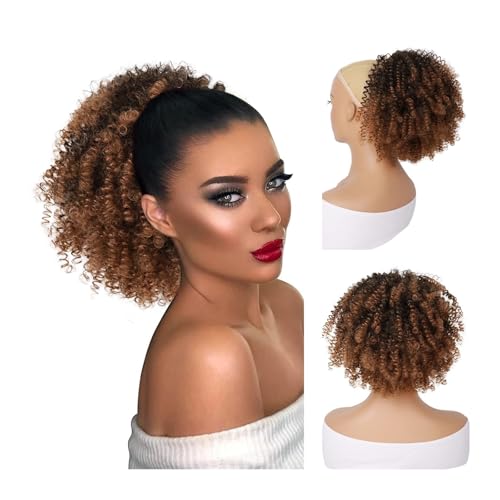 Haarteil Afro Puff Haarknoten Haarteil for schwarze Frauen Synthetische verworrene lockige Kordelzug Pferdeschwanzverlängerung Dutt(1B-30) von WQQYU6HKF