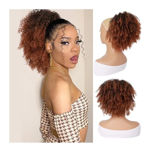Haarteil Afro Puff Haarknoten Haarteil for schwarze Frauen Synthetische verworrene lockige Kordelzug Pferdeschwanzverlängerung Dutt(1B-350) von WQQYU6HKF