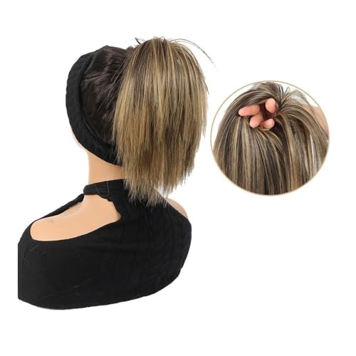 Haarteil Messy Bun Haarteil, elastisches Band, synthetisches kurzes glattes Haar, Pferdeschwanz-Verlängerung for Frauen und Mädchen Dutt(106) von WQQYU6HKF