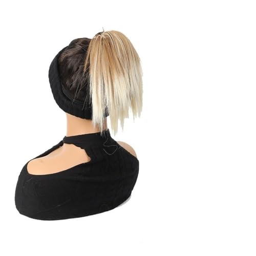 Haarteil Messy Bun Haarteil, elastisches Band, synthetisches kurzes glattes Haar, Pferdeschwanz-Verlängerung for Frauen und Mädchen Dutt(27T613) von WQQYU6HKF