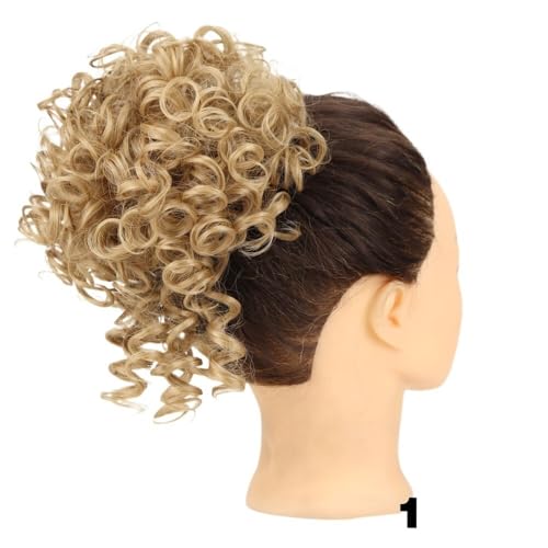 Haarteil Messy Bun Haarteil for Frauen, elastische Kordelzug synthetische lockige Chignon Haarverlängerung Dutt(18-22) von WQQYU6HKF