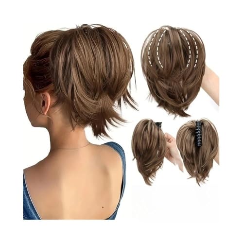 Haarteil Synthetische Haargummis mit unordentlichem Dutt, for Anklipsen, glatte Pferdeschwanz-Haarverlängerungen for Frauen Dutt(12H24) von WQQYU6HKF