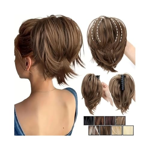 Haarteil Synthetische Haargummis mit unordentlichem Dutt, for Anklipsen, glatte Pferdeschwanz-Haarverlängerungen for Frauen Dutt(1B) von WQQYU6HKF