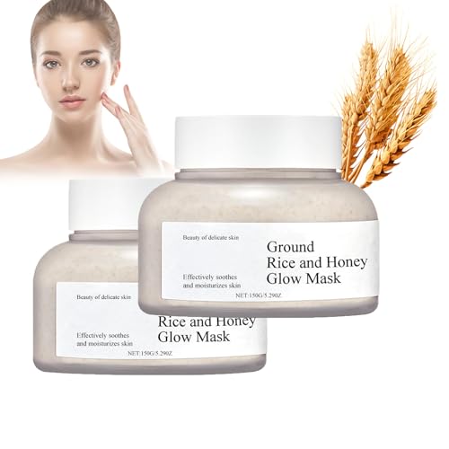 150g Glow-Maske aus gemahlenem Reis und Honig – Pflegend und feuchtigkeitsspendend, koreanische Hautpflege-Reis-Gesichtsmaske für Frauen (2 Stück) von WQTHU