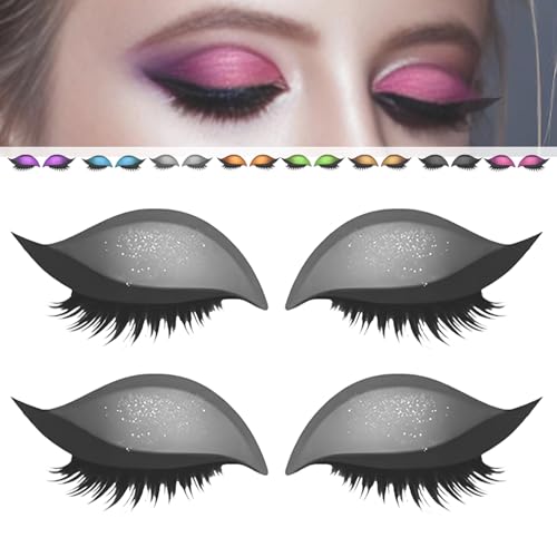2 Paar Lazy Eye Shadow Wimpern-Patches,3-in-1-Wimpern-Sticker, selbstklebend, wiederverwendbar,Mit künstlichen Wimpern, Lidschatten und Eyeliner – ideal für Partys und Abschlussbälle (Grau) von WQTHU