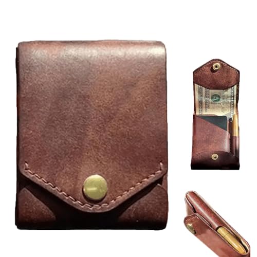Multifunktionale kompakte Geldbörse,kompakte Geldbörse für Männer, handgefertigte Ledergeldbörse mit integriertem Stiftfach,modische,große Ledergeldbörse mit Zwei Fächern (1PC) von WQTHU