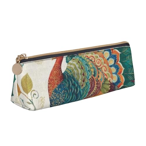 WQUVMDS Federmäppchen aus Leder, dreieckig, Reißverschluss, Stifteetui, Kosmetiktasche, Schreibwaren-Tasche von WQUVMDS