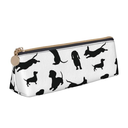 WQUVMDS Federmäppchen aus Leder, dreieckig, mit Reißverschluss, für Stifte, Kosmetik, Schreibwaren, Schwarz von WQUVMDS