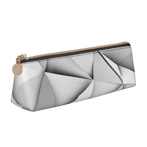 WQUVMDS Federmäppchen aus Leder, mit dreieckigem Reißverschluss, Schwarz / Weiß gestreift, Kosmetiktasche, Schreibwaren-Tasche von WQUVMDS