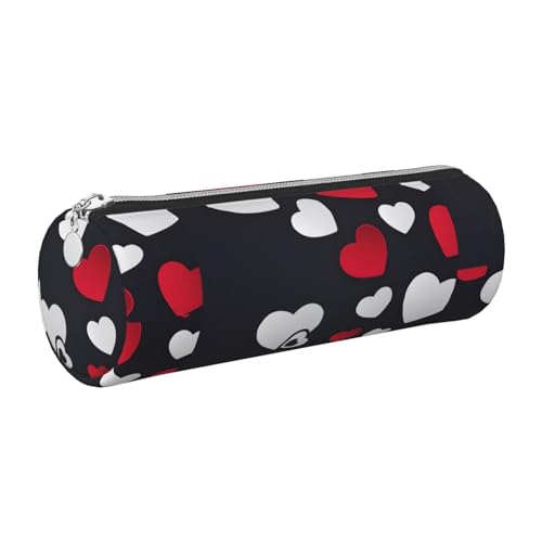 WQUVMDS Federmäppchen aus Leder mit Aufdruck "Happy Valentine's Day", dreieckig, Reißverschluss, Stiftetasche, Kosmetiktasche, Schreibwaren-Tasche, silber, Einheitsgröße, Taschen-Organizer von WQUVMDS