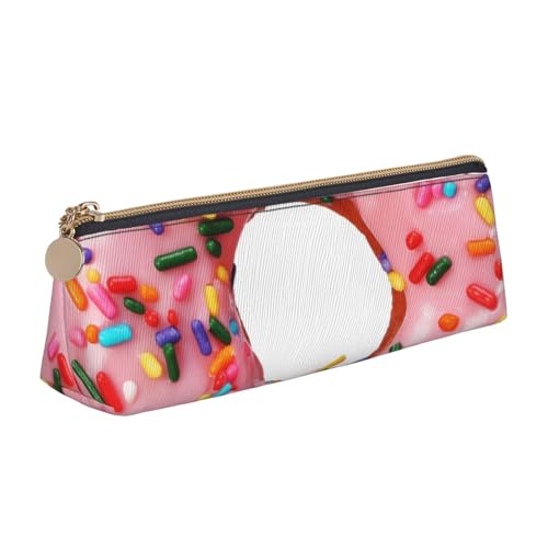 WQUVMDS Federmäppchen aus Leder mit Erdbeermotiv, dreieckig, Reißverschluss, Stifteetui, Kosmetiktasche, Schreibwaren-Tasche von WQUVMDS