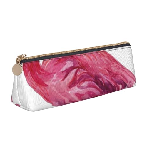 WQUVMDS Federmäppchen aus Leder mit Flamingo-Muster, dreieckig, Reißverschluss, Stiftetasche, Kosmetiktasche, Schreibwaren-Tasche von WQUVMDS