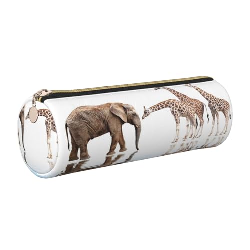 WQUVMDS Federmäppchen aus Leder mit Giraffen- und Elefanten-Aufdruck, dreieckiger Reißverschluss, Stifteetui, Kosmetiktasche, Schreibwaren-Tasche, gold, Einheitsgröße, Taschen-Organizer WQUVMDS Federmäppchen aus Leder mit Giraffen- und Elefanten-Aufdruck, dreieckiger Reißverschluss, Stifteetui, Kosmetiktasche, Schreibwaren-Tasche, gold, Einheitsgröße, Taschen-Organizer von WQUVMDS