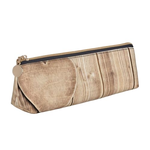 WQUVMDS Federmäppchen aus Leder mit Herz-Aufdruck, dreieckig, Reißverschluss, Stifteetui, Kosmetiktasche, Schreibwaren-Tasche von WQUVMDS