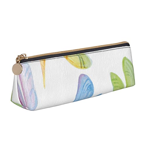 WQUVMDS Federmäppchen aus Leder mit Libellen-Motiv, dreieckig, Reißverschluss, Stifteetui, Kosmetiktasche, Schreibwaren-Tasche von WQUVMDS