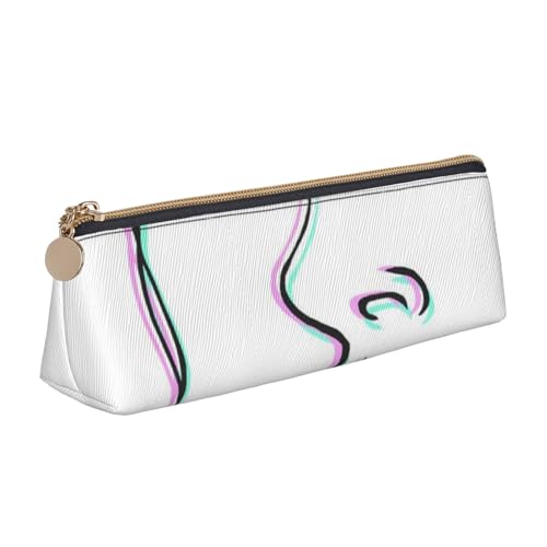 WQUVMDS Federmäppchen aus Leder mit Raucher-Aufdruck, dreieckig, Reißverschluss, Stifteetui, Kosmetiktasche, Schreibwaren-Tasche von WQUVMDS