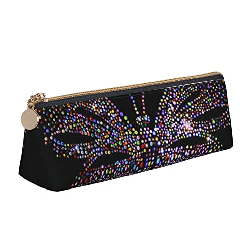 WQUVMDS Federmäppchen aus Leder mit Schmetterlings-Aufdruck, dreieckig, Reißverschluss, Stifteetui, Kosmetiktasche, Schreibwaren-Tasche von WQUVMDS