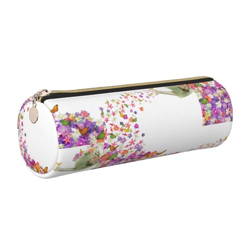 WQUVMDS Federmäppchen aus Leder mit Schmetterlings-Narzissen-Blumen-Druck, dreieckig, Reißverschluss, Stiftetasche, Kosmetiktasche, Schreibwaren-Tasche, gold, Einheitsgröße, Taschen-Organizer WQUVMDS Federmäppchen aus Leder mit Schmetterlings-Narzissen-Blumen-Druck, dreieckig, Reißverschluss, Stiftetasche, Kosmetiktasche, Schreibwaren-Tasche, gold, Einheitsgröße, Taschen-Organizer von WQUVMDS