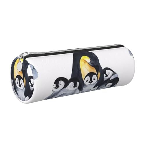 WQUVMDS Federmäppchen aus Leder mit Tierpinguin-Muster, dreieckig, Reißverschluss, Stiftetasche, Kosmetiktasche, Schreibwaren-Tasche, silber, Einheitsgröße, Taschen-Organizer von WQUVMDS