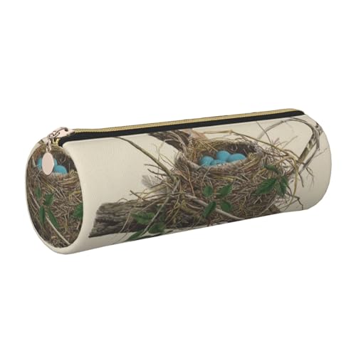 WQUVMDS Federmäppchen aus Leder mit Vogelnest, dreieckig, Reißverschluss, Stifteetui, Kosmetiktasche, Schreibwaren-Tasche, gold, Einheitsgröße, Taschen-Organizer WQUVMDS Federmäppchen aus Leder mit Vogelnest, dreieckig, Reißverschluss, Stifteetui, Kosmetiktasche, Schreibwaren-Tasche, gold, Einheitsgröße, Taschen-Organizer von WQUVMDS
