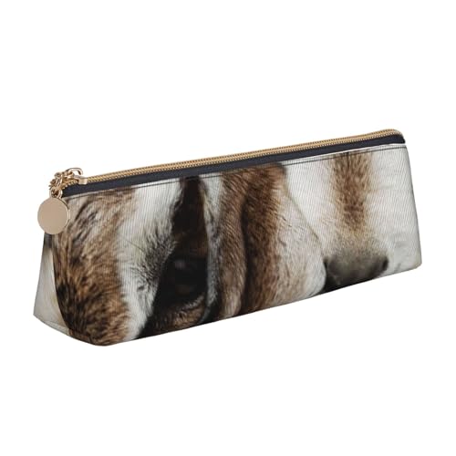WQUVMDS Federmäppchen aus Leder mit Ziegenmotiv, dreieckig, Reißverschluss, Stifteetui, Kosmetiktasche, Schreibwaren-Tasche von WQUVMDS