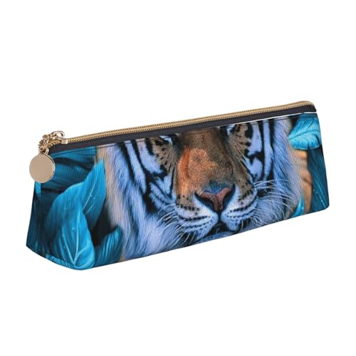 WQUVMDS Federmäppchen aus Leder mit afrikanischem Tiermotiv, dreieckiger Reißverschluss, Stifteetui, Kosmetiktasche, Schreibwaren-Tasche von WQUVMDS