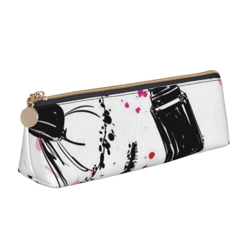 WQUVMDS Federmäppchen aus Leder mit dreieckigem Reißverschluss, für Make-up-Kosmetik/Kosmetiktasche, Schreibwaren-Tasche von WQUVMDS