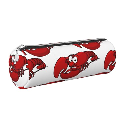 WQUVMDS Federmäppchen aus Leder mit rotem Hummerdruck, dreieckiger Reißverschluss, Stiftetasche, Kosmetiktasche, Schreibwaren-Tasche, silber, Einheitsgröße, Taschen-Organizer von WQUVMDS