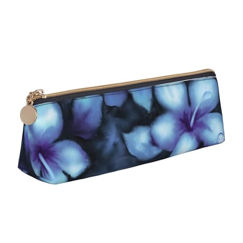 WQUVMDS Federmäppchen aus Leder mit tropischem Blumendruck, dreieckig, Reißverschluss, Stiftetasche, Kosmetiktasche, Schreibwaren-Tasche von WQUVMDS