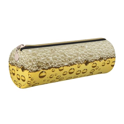 WQUVMDS Federmäppchen mit Bierblasen-Aufdruck, dreieckiger Reißverschluss, Stiftetasche, Kosmetiktasche, Schreibwaren-Tasche, gold, Einheitsgröße, Taschen-Organizer von WQUVMDS