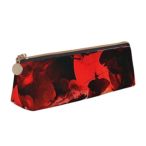 WQUVMDS Federmäppchen mit Elefantenmotiv, aus Leder, dreieckig, mit Reißverschluss, für Stifte, Kosmetik, Schreibwaren, Rot von WQUVMDS