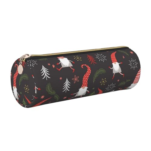 WQUVMDS Federmäppchen mit Weihnachts-Zwergen-Druck, dreieckiger Reißverschluss, Stifteetui, Kosmetiktasche, Schreibwaren-Tasche, gold, Einheitsgröße, Taschen-Organizer von WQUVMDS