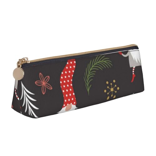 WQUVMDS Federmäppchen mit Weihnachts-Zwergen-Druck, dreieckiger Reißverschluss, Stifteetui, Kosmetiktasche, Schreibwaren-Tasche von WQUVMDS
